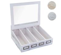 Range-couverts HWC-C25, Boîte en bois avec couvercle Range-couverts, paulownia 17x37x33cm ~ blanc, shabby