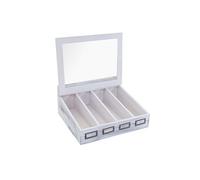 Range-couverts HWC-C25, Boîte en bois avec couvercle Range-couverts, paulownia 17x37x33cm ~ blanc, shabby