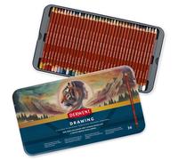 Crayons à dessin Derwent, coffret de 36 dans une boîte en métal, mine ronde de 5 mm, mine de qualité supérieure, texture crémeusee, idéal pour le dessin et le coloriage, 2306557