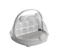 Boîte de croissance pour vers à soie, capsule spatiale pour l'élevage de vers à soie, cabine d'observation pour habitat des animaux, boîte d'alimentation transparente portable avec poignée (gris)