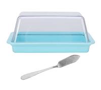 Boîte de de beurre rectangulaire avec couvercle, boîte de rangement de beurre portable pour la cuisine à domicile, design élégant, porte-beurre de grande capacité, plat en (carré bleu)