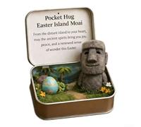 Boîte de décoration de Pâques compacte PS avec figurines 3D Jésus Lapin, poussin, agneau, papillon pour une utilisation portable (statue en pierre)