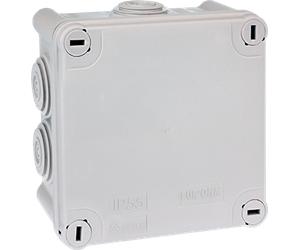 Boîte de dérivation 100x100x60 Sum'ohm étanche 7 embouts Gris avec couvercle 1/4tour - EUROHM - 50004