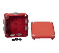 Boite de dérivation à embouts rouge pour circuits de sécurité - Couvercle à vis - 105 x 105 x 55mm
