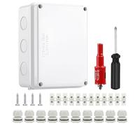 Boîte de Dérivation Étanche en Saillie IP65,Boite de Derivation Electrique Etanche Exterieur Blanc avec Connecteur M20 + Outil D'ouverture de Trou M20+Tournevis+Borne à Vis à 12 Positions