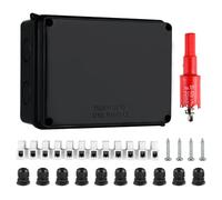 Boîte de Dérivation Étanche Exterieur - Boîte Carrée IP65, 150x110x70 mm, avec 10 presse-étoupes M20 avec joint, scie cloche 20 mm incluse, pour câbles Ø6-12 mm（noir）