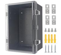Boîte de dérivation étanche IP67 avec couvercle transparent à charnière en acier inoxydable avec plaque de montage et support mural, noir, 11.4 x 7.5 x 5.5in / 290 x 190 x 140 mm