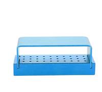 Boîte de désinfection - 30 trous en aluminium boîte de désinfection cas dentaire fraise porte-bloc outil de dentiste autoclavable(bleu)