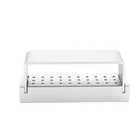 Boîte de Désinfection en Aluminium de 30 Trous, Outil de Dentiste Autoclavable de Support de Bloc de Fraises Dentaires de Cas, Boîte de Support de Désinfection pour des Outils de Soins(Argent-)