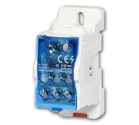 Boîte de Distribution à bornes 125 A - 2 entrées et 6 Sorties, Bloc de Distribution d'alimentation pour Montage sur Rail DIN TH35, avec Couvercle Transparent, 1000 V, IP20