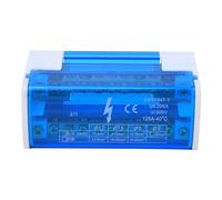 Boîte de distribution à bornes, rail DIN, monophasé, 2 niveaux, avec cache-poussière transparent, courant nominal 100A, 125A, tension nominale 500V, 2 entrées, 20 sorties, laiton,