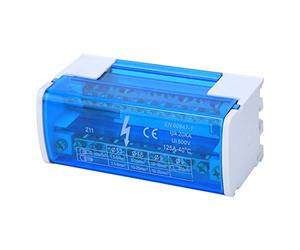 Boîte de Distribution de bornes, Module de Distribution de bornier à Montage sur Rail DIN 125A / 500V 2x11 Positions, monophasé à 2 Niveaux avec Cache Anti-poussière Transparent 211