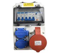 Boîte de distribution d'énergie extérieure étanche IP65 à fixation murale pour chantier de construction avec protection contre les fuites 3P C32A et prises 10 A/32 A