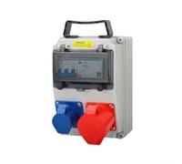 Boîte de distribution d'énergie portable étanche avec disjoncteur à courant résiduel pour utilisation dans la construction Panneau de prise industrielle IP65 Boîtier en plastique Contacts en cuivre