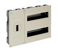 Boîte de distribution jusqu'à 24 éléments, 410 x 270 x 68 mm, couleur ivoire, idéale pour installations électriques et protection des circuits.