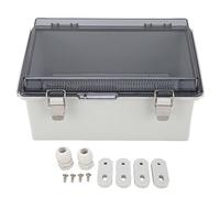 Boîte de distribution PolyGen IP67 en plastique ABS, boîte de jonction électrique 290 x 190 x 140 mm avec coque à charnière et dessus transparent pour projets industriels
