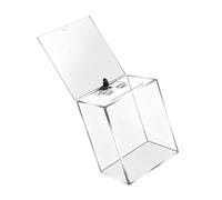 Boîte de don de bureau en acrylique transparent avec couvercle sécurisé pour les contributions du lobby, les bordereaux de papier, les présentoirs de comptoir, la récupération organisée, boîte de don