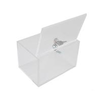 Boîte de don en acrylique transparent avec serrure et support pour panneau, urne à suggestion sécurisée pour collecte de fonds, bureau, école, comprend 2 clés, 10 x 15 cm, 1