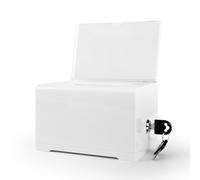 Boîte de Donation Blanche avec Serrure et Logo - Urne avec Porte, Conteneur de Rangement pour Suggestions, Votes, Tirages et Pourboires - 6,2 x 4,6 x 4,0 Pouces