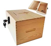Boîte de dons avec serrure 11x8x6 pouces, boîte de prière en bois avec croix pour église, première communion, demande prière chrétienne Thanksgiving