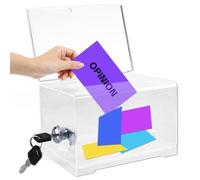 Boîte de dons en acrylique, 18,5 x 10,3 x 11,5 cm, urne de vote, verrouillable, en verre acrylique, tirelire avec clé, boîte à suggestions pour commentaires, dons, bulletins de vote, cartes de visite,
