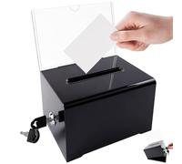 Boîte de dons en acrylique avec oîte à dons, verrouillable, urne de vote, boîte de dons transparente pour votes, loteries, compétitions - Noir