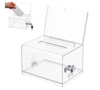 Boîte de Dons en Acrylique, Boîte à Dons Verrouillable, urne Électorale Transparente avec Serrure à Clé, Tirelire Transparente, avec Autocollant, pour Les Votes, Jeux, Concours
