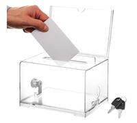 Boîte de Dons en Acrylique, Boîte à Dons Verrouillable, urne Électorale Transparente avec Serrure à Clé, Tirelire Transparente, avec Tableau D'insertion, pour Les Votes, Jeux, Cartes de Visite