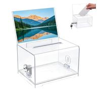 Boîte de Dons en Acrylique, Boîte à Dons Verrouillable, urne Électorale Transparente avec Serrure à Clé, Tirelire Transparente, avec Autocollant, pour Les Votes, Jeux, Concours