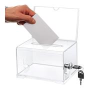 Boîte de Dons en Acrylique, Boîte à Dons Verrouillable, urne Électorale Transparente avec Serrure à Clé, Tirelire Transparente, avec Autocollant, pour Les Votes, Jeux, Concours, Cartes de Visite