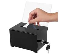Boîte de Dons en Acrylique, Boîte de don en acrylique Verrouillable, boîte à Suggestions, avec Autocollants, Boîtee de dons en Acrylique avec Clé, pour les Cartes de Visite, Noir