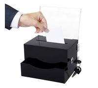 Boîte de Dons en Acrylique, Boîtee de Dons en Acrylique Verrouillable, boîte de dons, Boîtes de Collecte, boîtes à Suggestions, avec Clé Noire, pour des Tombolas, des Cartes de Visite, Noir