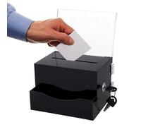 Boîte de Dons en Acrylique, Boîtes de Dons en Acrylique Verrouillable, Boîtes de Collecte, Boîte à Suggestions, avec Clé Noire, pour de Votes, et de Cartes de Visite, Noir