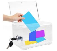 Boîte de dons en acrylique, urne de choix transparente avec clé, boîte à dons verrouillable en acrylique avec tableau d'insertion, caisse à monnaie, boîte recommandée pour les votes, les jeux au sort