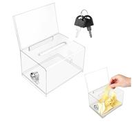 Boîte de Dons en Acrylique,Urne Transparente, Boîte en Acrylique Transparent, Boîtes Aux Lettres, Boîtes à Suggestions, Dons, pour Les Votes Et Les Tirages Au Sort (16 x 12 x 10 Cm)