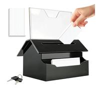 Boîte de Dons en Acrylique Verrouillable, 18.5 x 15 x 11.5 cm Boîte de Dons Verrouillable, boite a Suggestions, Boîtes à Bulletins 100 Petites Fiches de Suggestions pour Cartes Visite, Votes,Concours