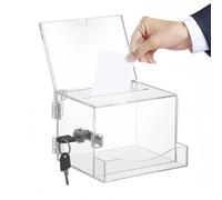 Boîte de dons verrouillable en acrylique, boîte à bulletins de vote, urne, avec clé noire, boîte recommandée, pour collecte de fonds, sondages, conseils