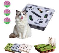 Boîte de dressage de limes à ongles pour chat - Puzzle interactif avec aboiement, morsure et anti-rayures - Pour le self en intérieur, le scratch et la chasse - Gris