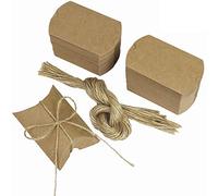 Boîte de Faveur de Mariage Marro, Rustique petit Coffret de Bonbons avec Jute Ficelle Papier Kraft pour Patry Boîte-Cadeau Vintage Brun (100 Pcs)