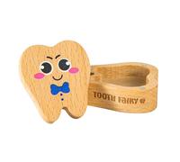 Boîte de Fée des Dents, Boîte à Souvenirs de Dents en Bois Porte Dent Magnétique Boîte de Rangement de Première Dent Mignonne Forme de Dent Cadeau Souvenir (Noeud Papillon Gravé)