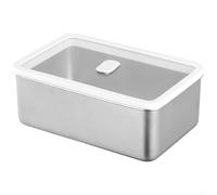 Boîte de fermentation de pâte à pizza en acier inoxydable avec couvercle transparent, joint en silicone et valve d'aération pour lever le pain et le stockage des aliments, blanc, 20 x 13 x 8 cm (650