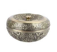 Boîte de Fruits Secs pour Fruits Secs, Noix, Biscuits Sucrés, Récipient à Collation en Alliage de Bronze avec Couvercle et Compartiments Divisés, Motifs Floraux Exquis