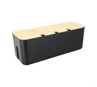 Boîte de gestion de câbles avec couvercle en bois pour l'organisation du bureau, conteneur de rangement pour multiprise avec ports de câble, boîte de jonction de fils pour système de divertissement à