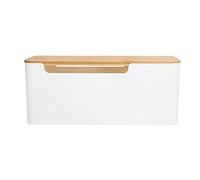 Boîte de Gestion de câbles élégante, boîte de Rangement de rallonges avec Couvercle, Grande capacité d'espace pour routeur, Bureau, Rangement de multiprises, Plastique, Bois de
