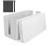 Boîte de gestion des câbles - 23,5 cm x 11,5 cm x 12 cm - En plastique robuste - 2 guides latéraux pour cacher les multiprises, adaptateurs et câbles