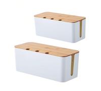Boîte de gestion des câbles avec couvercle en bois, cache les câbles, s'adapte à différentes fiches d'adaptateur, organisateur de câbles spacieux, protecteur de prise caché sur le bureau ou le sol - i
