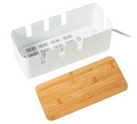 Boîte de gestion du câble, ABS 30cm | Organisateur de CabLÈ Bòx avec couvercle en bois, stockage de bande électrique, moyeu USB de l'ordinateur de bureau, boîte de câble | Sécurité du bureau à