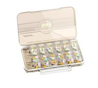 Boîte de gestion quotidienne des médicaments pour personnes âgées, taille compacte avec fermeture sécurisée et compartiments faciles d'accès (transparent)