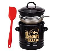 Boîte de graisse de bacon de 1200 ml - Récipient de graisse de cuisson avec spatule passoire, rangement de cuisine pour la friture, la pâtisserie, la préparation des repas | W nd de vacances petit