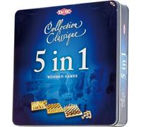 boîte de jeu 5 en 1 en fer blanc 31,1 cm bois bleu/marron